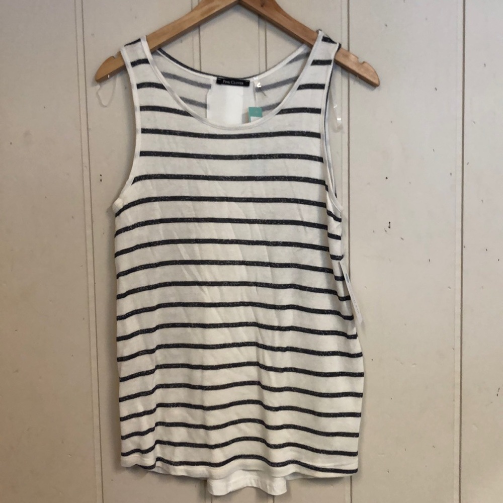 Stitch Fix striped tank with back button details